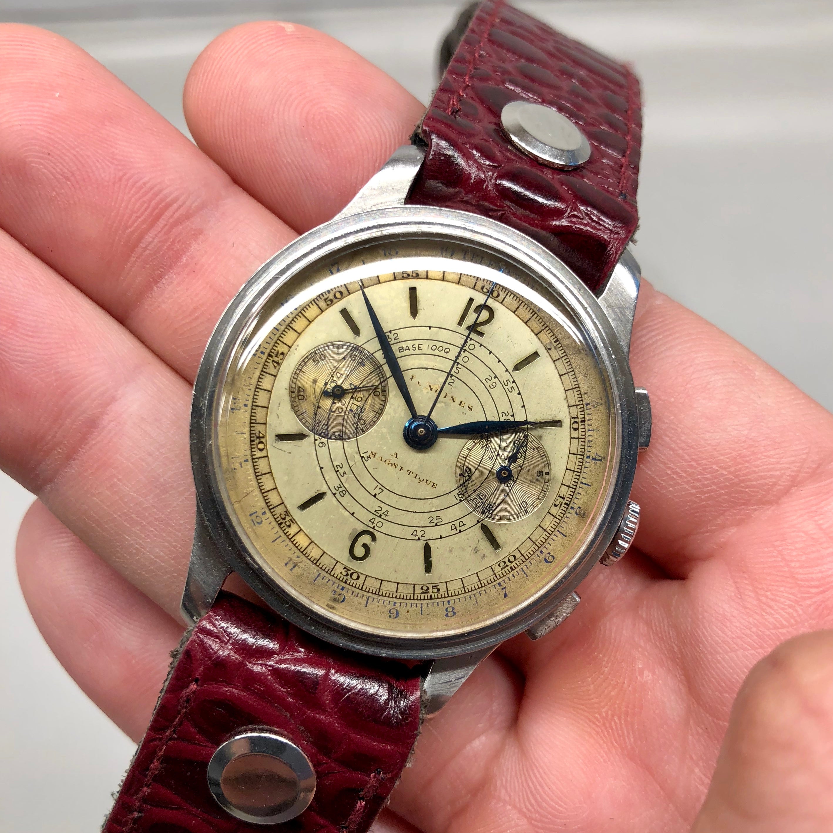 Vintage Longines 13ZN Stainless Steel Sandwhich Dial Chronograph