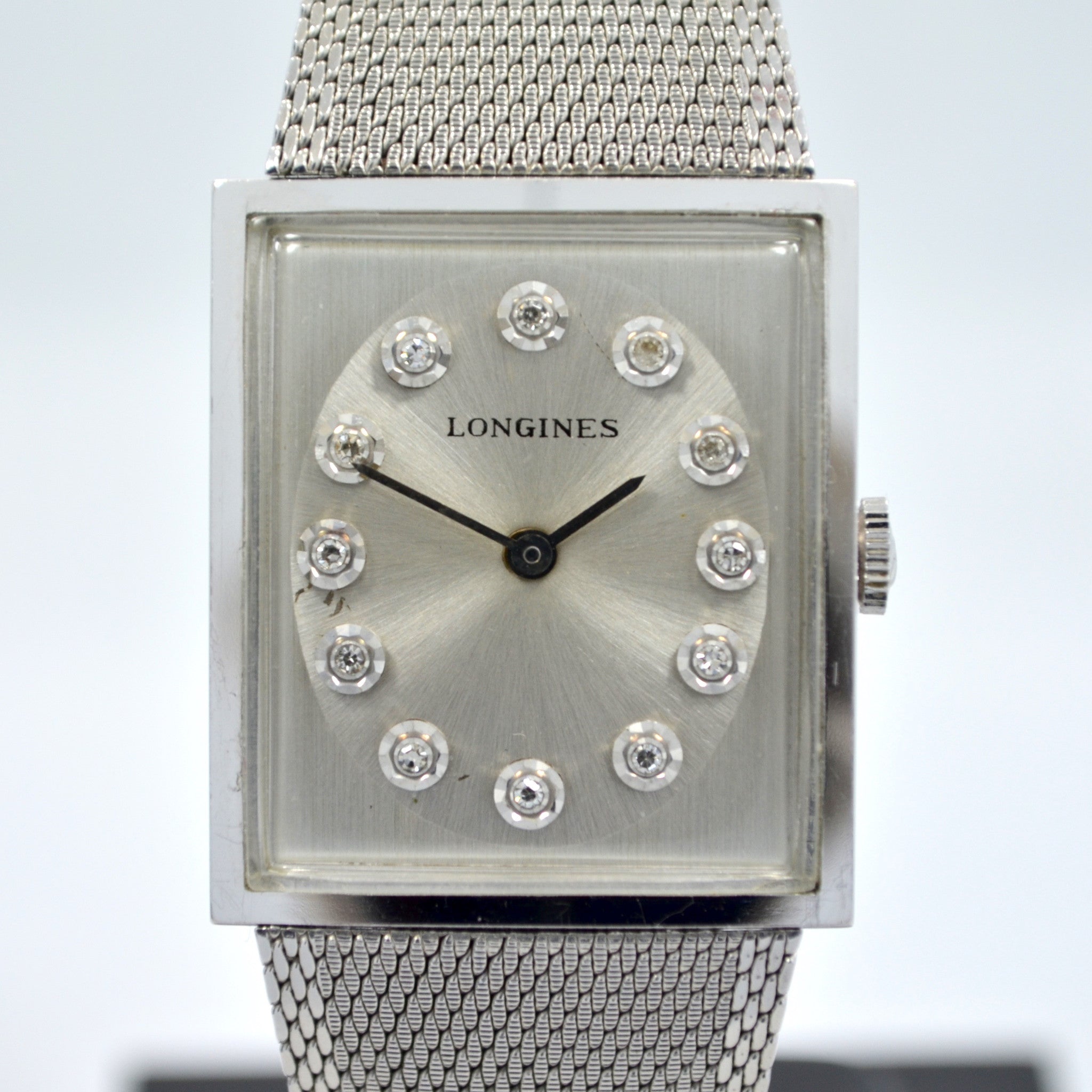 Vintage Longines 14K White Gold Diamond Stainless Steel Cal. L