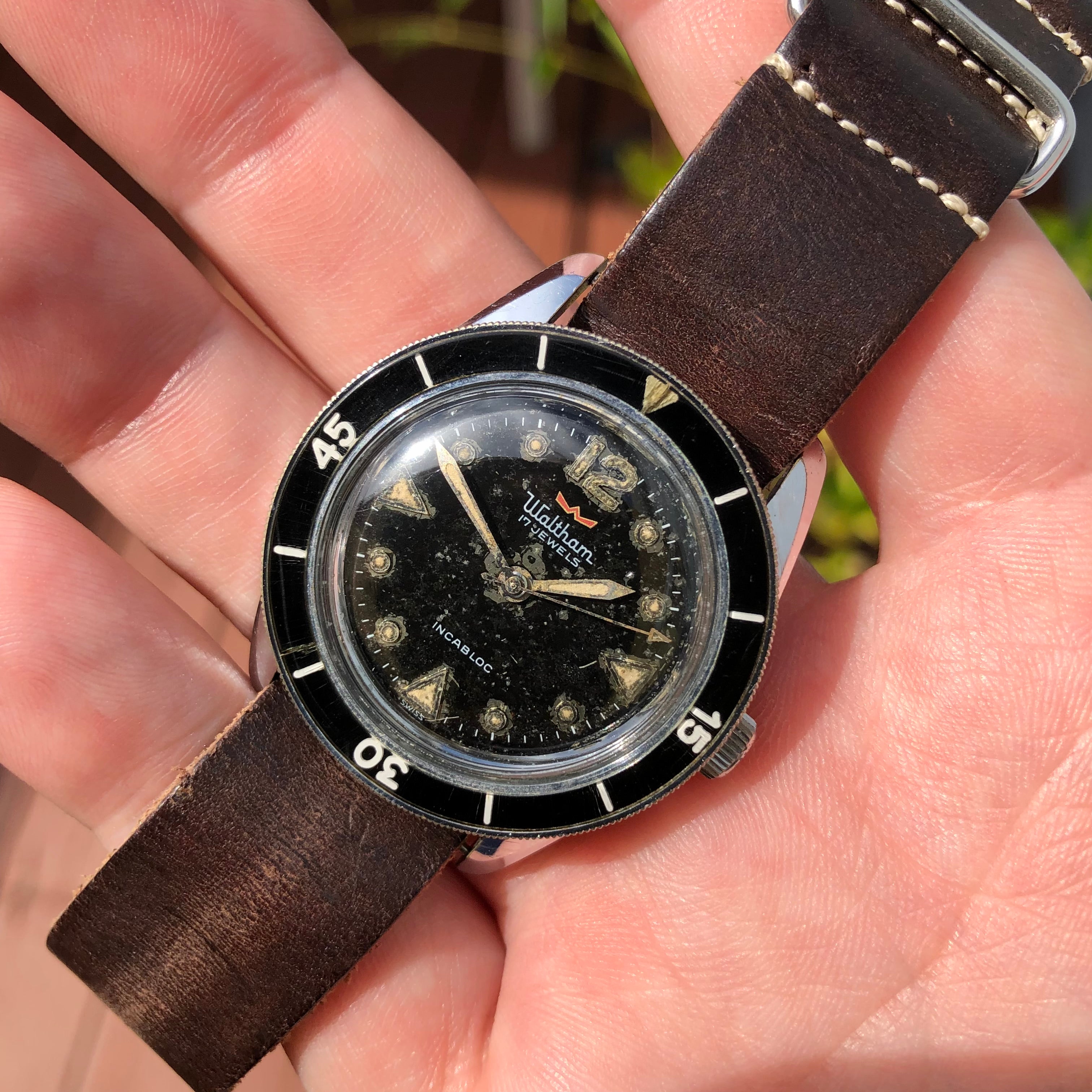 1959 Vintage Waltham Blancpain Bathyscaphe MC4 Automatic Black