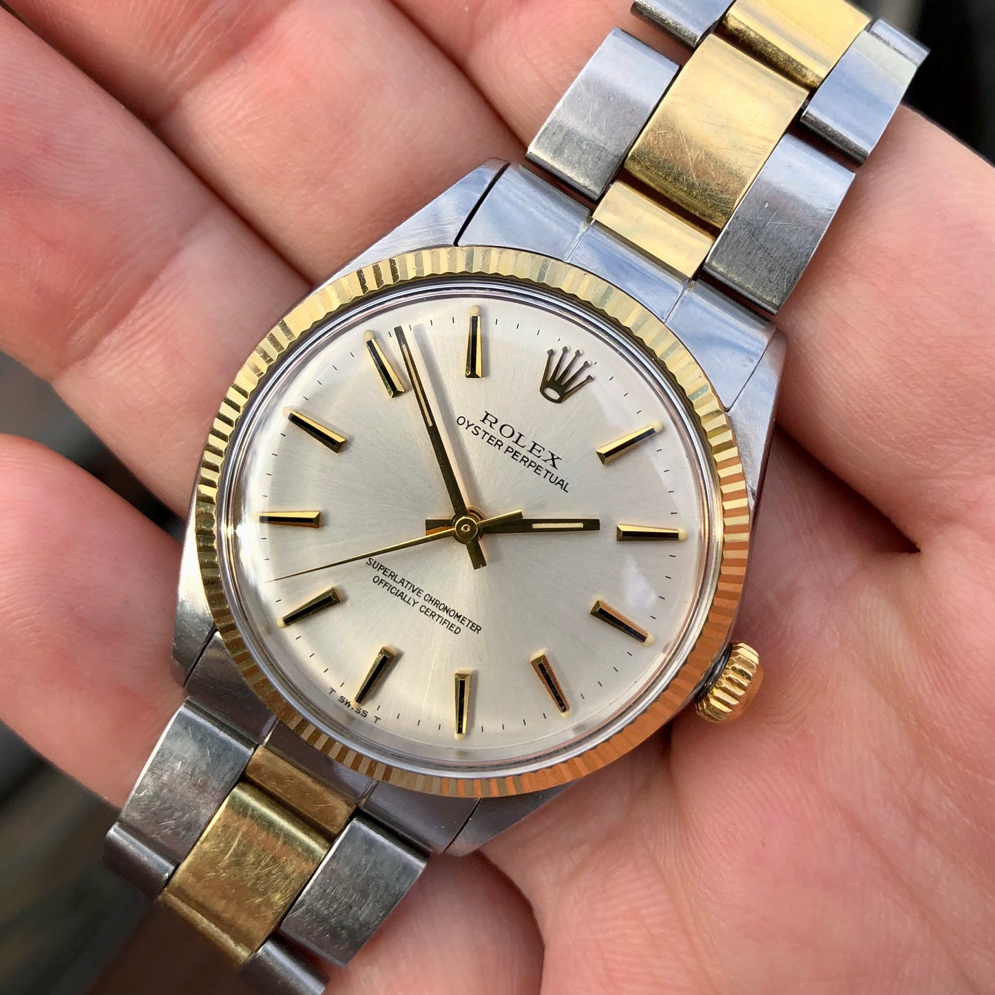 Two tone rolex oyster perpetual sale