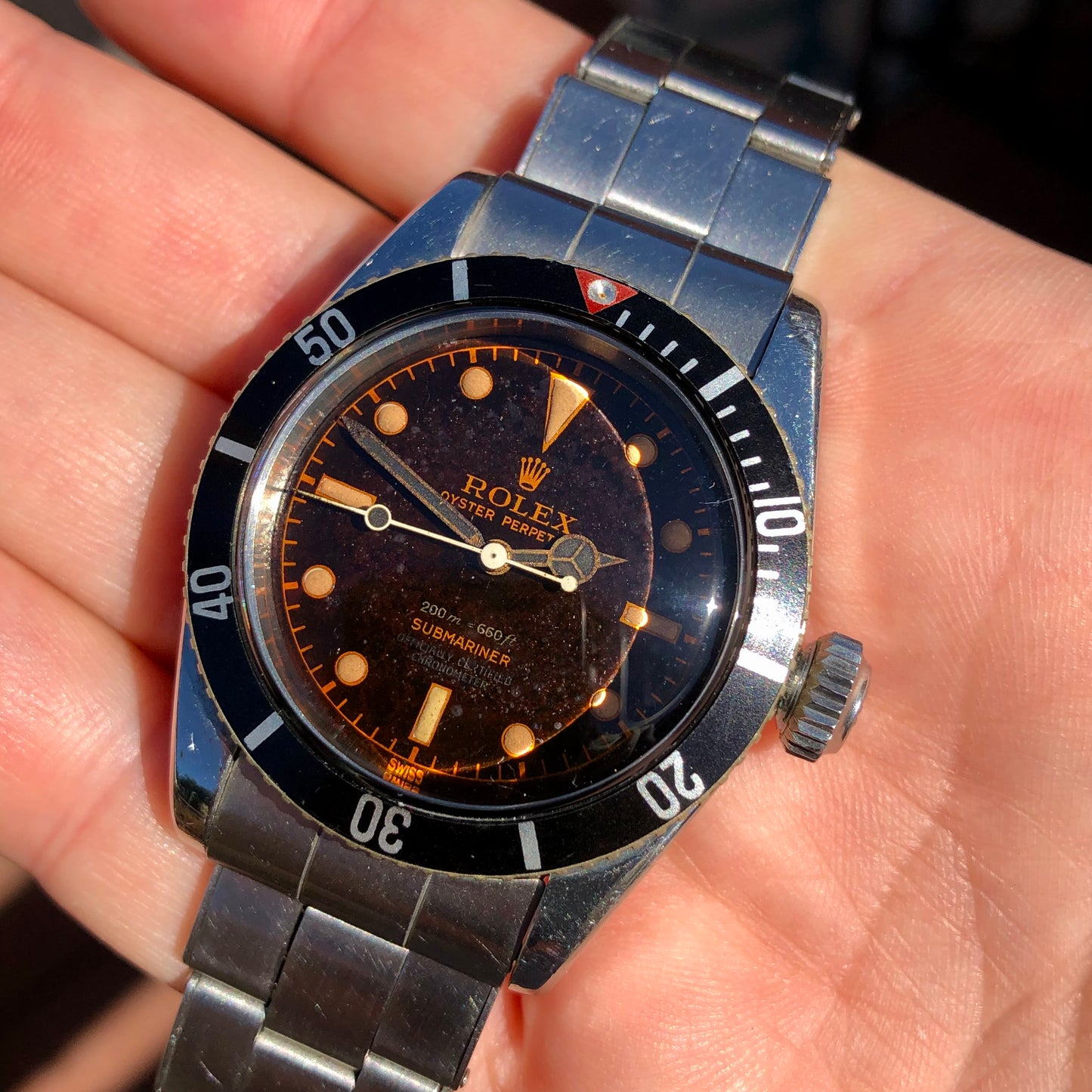 1958 Rolex Submariner 6538 Big Crown James Bond Four Line Tropical Dial Oyster Perpetual Wristwatch One Family Owned - HASHTAGWATCHCO