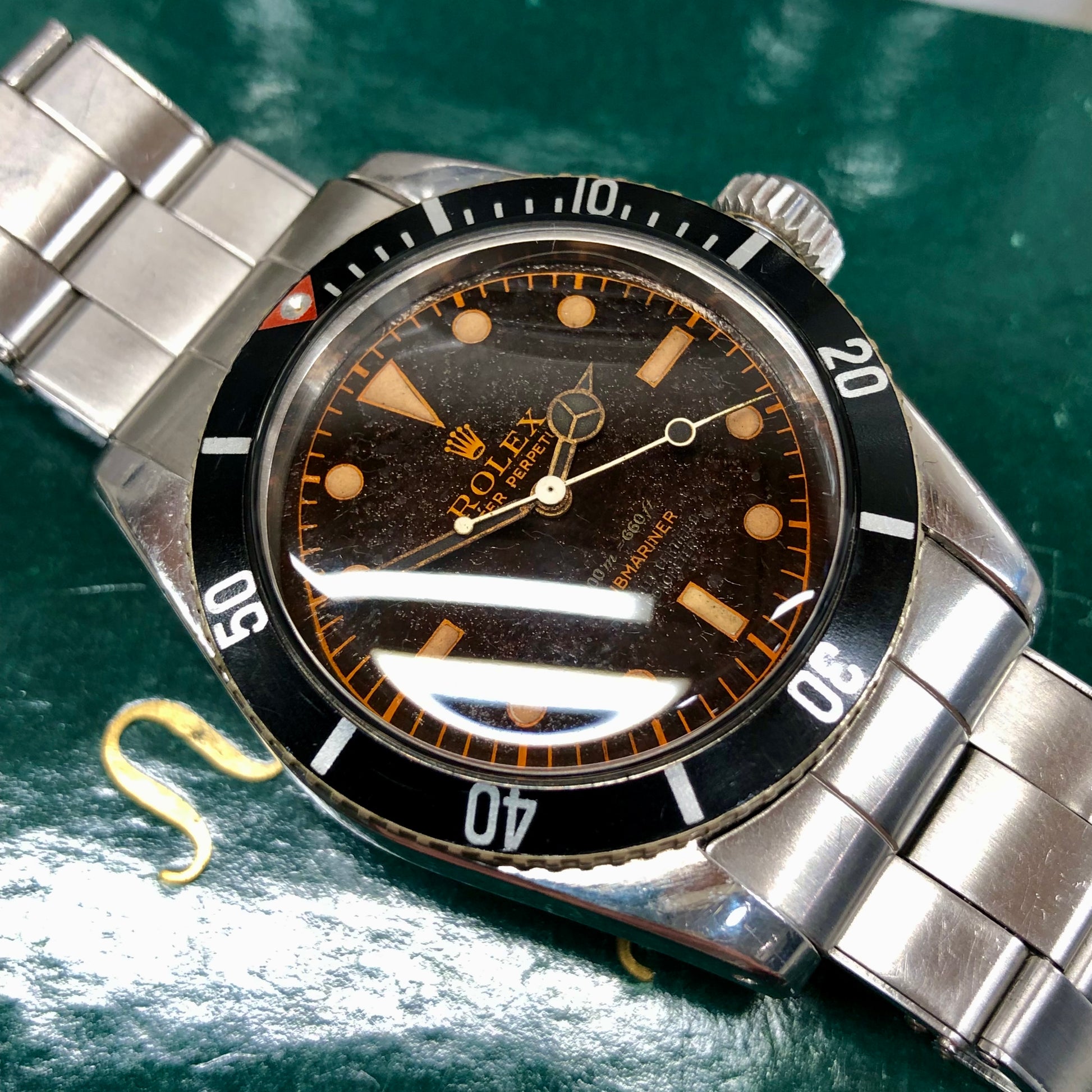 1958 Rolex Submariner 6538 Big Crown James Bond Four Line Tropical Dial Oyster Perpetual Wristwatch One Family Owned HASHTAGWATCHCO