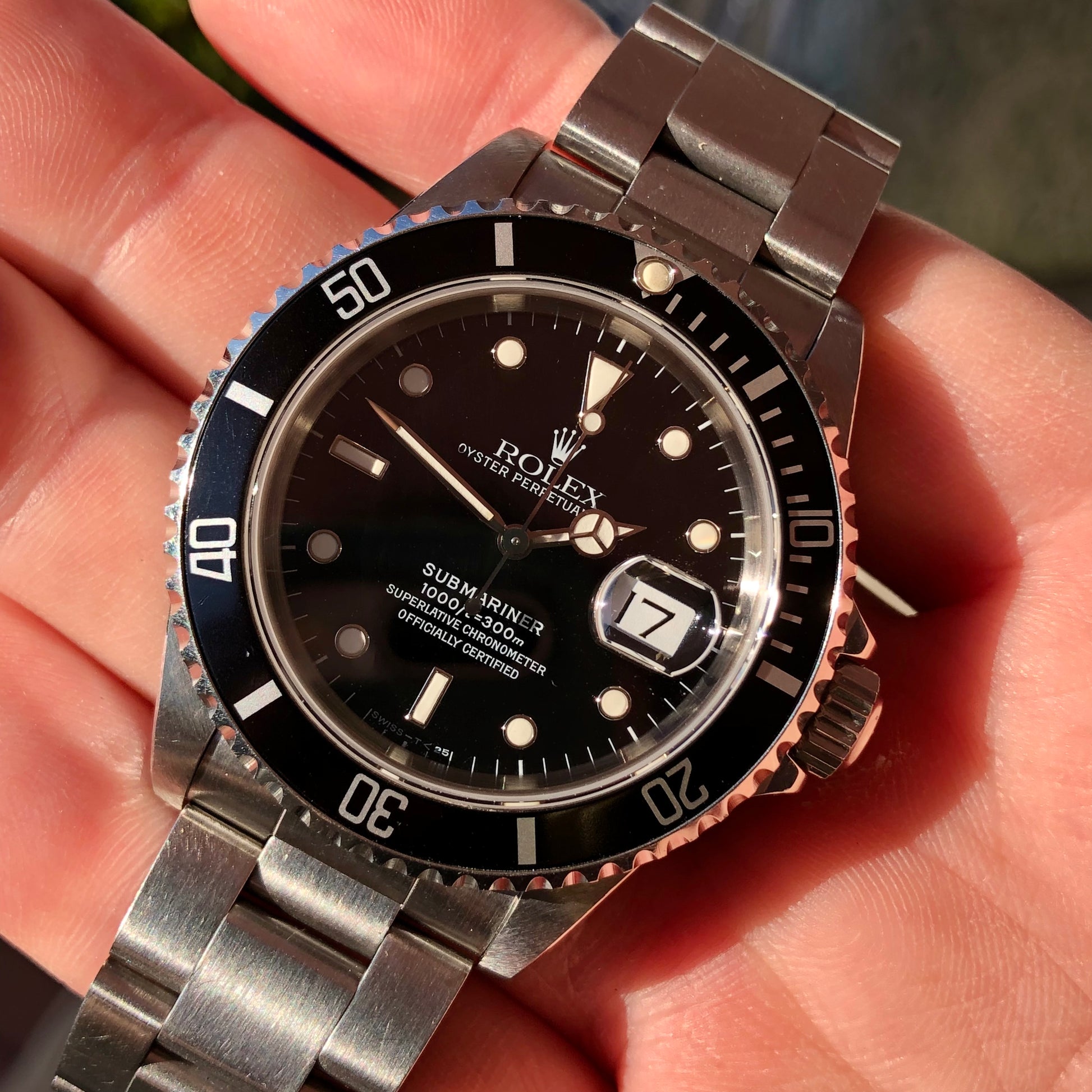 1991 Rolex Submariner Date 16610 Tritium Steel Wristwatch with Box and Papers - HASHTAGWATCHCO