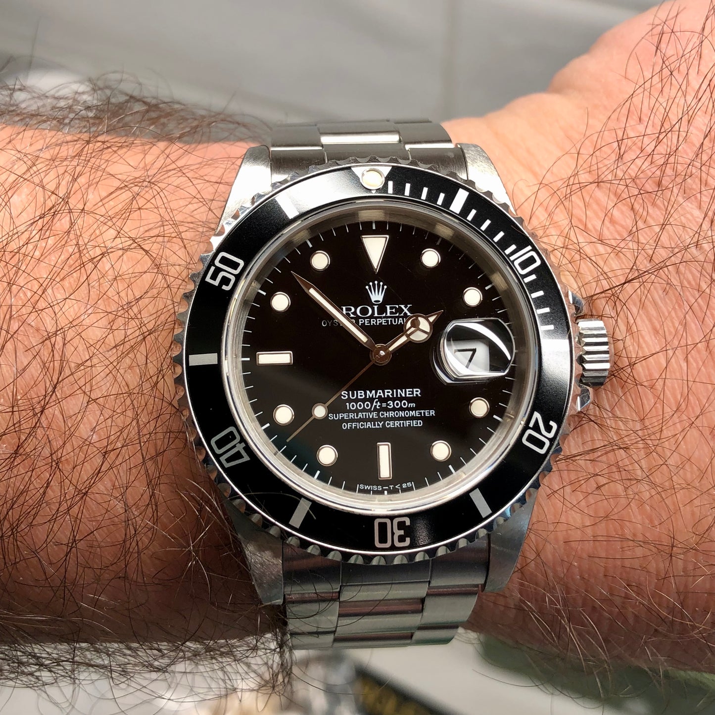 1991 Rolex Submariner Date 16610 Tritium Steel Wristwatch with Box and Papers - HASHTAGWATCHCO