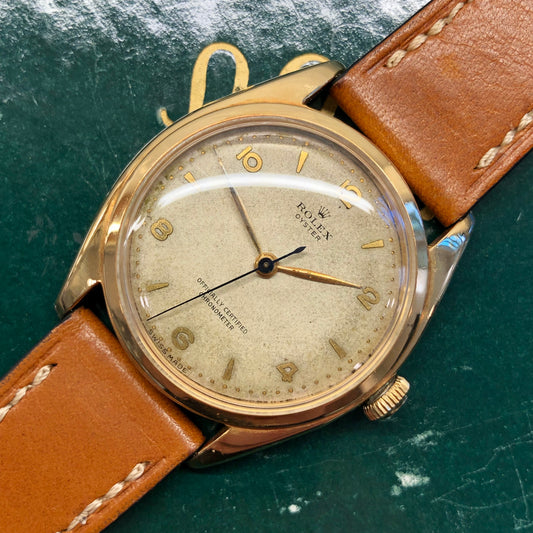 1947 Rolex Oyster 4365 18K Yellow Gold Chronometer Precision Wristwatch - HASHTAGWATCHCO