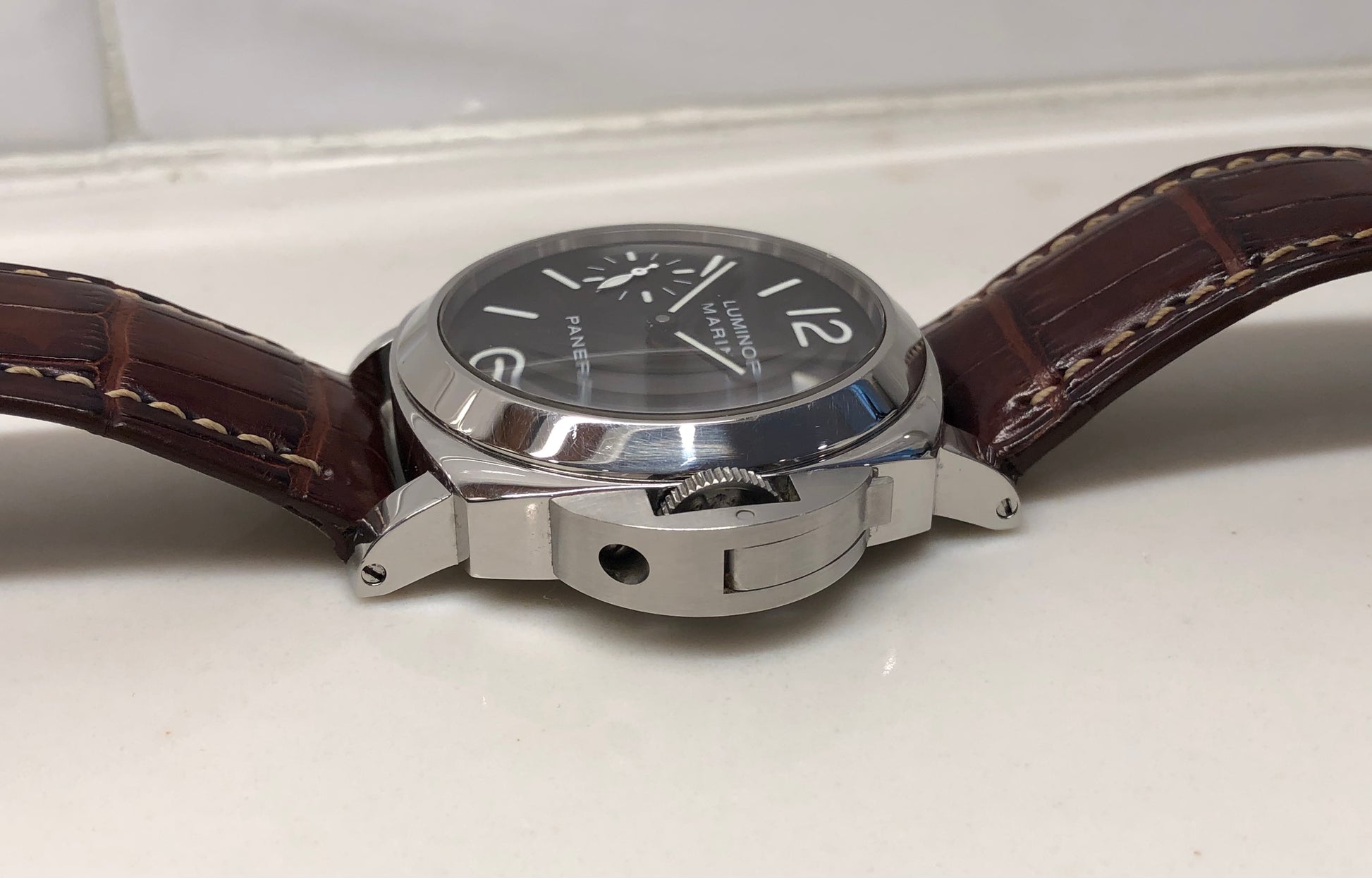 2004 Panerai Luminor Marina PAM 111 Stainless Steel 44mm Wristwatch with Box and Papers - HASHTAGWATCHCO