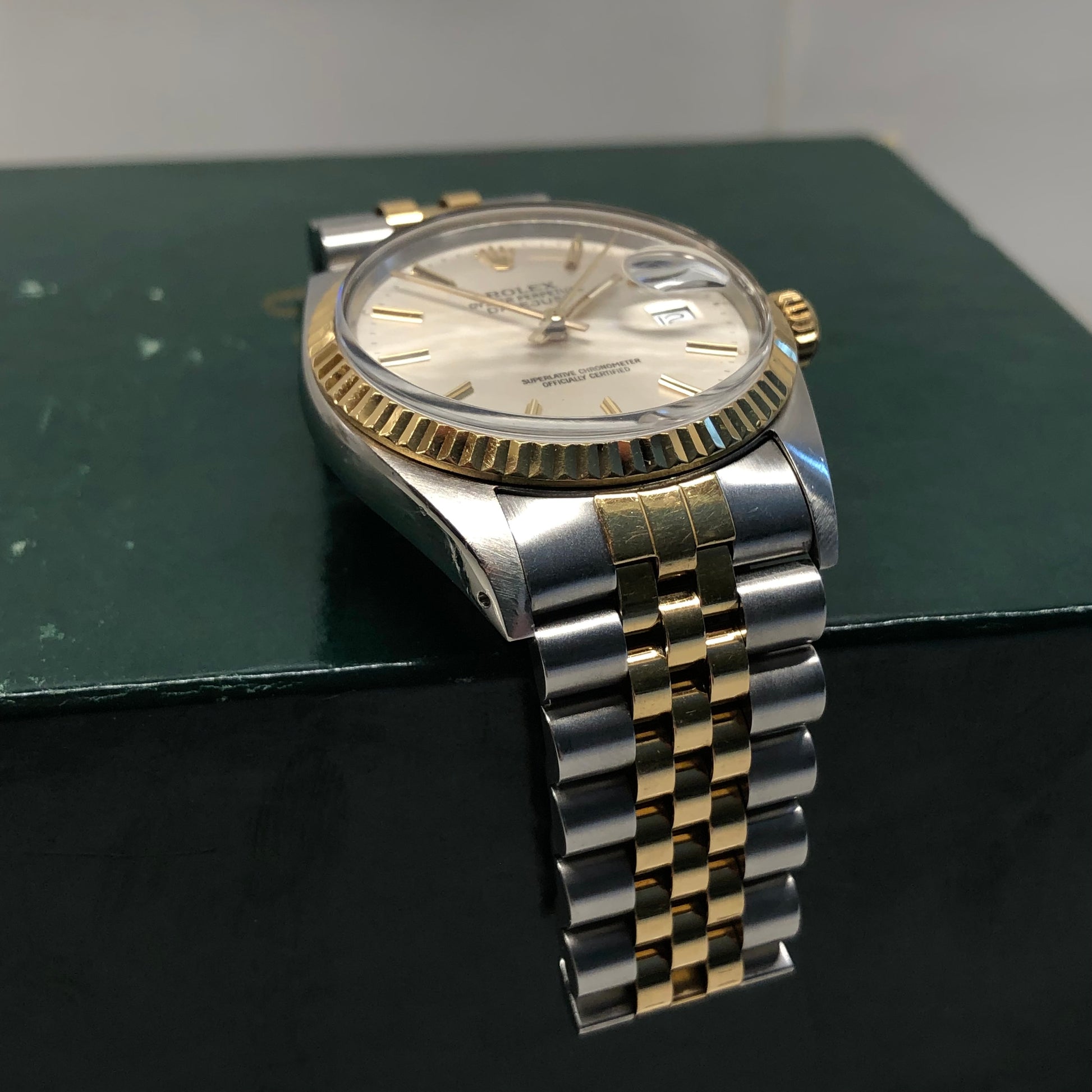 1987 Rolex Datejust 16013 Silver Stick Dial Two Tone Jubilee Automatic Wristwatch - Hashtag Watch Company