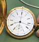 1918 James Kahn Geneva 18K Yellow Gold Chronograph White Porcelain Hunter Case Pocket Watch