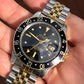 1982 Rolex GMT MASTER 16753 Black Nipple Two Tone Jubilee Wristwatch