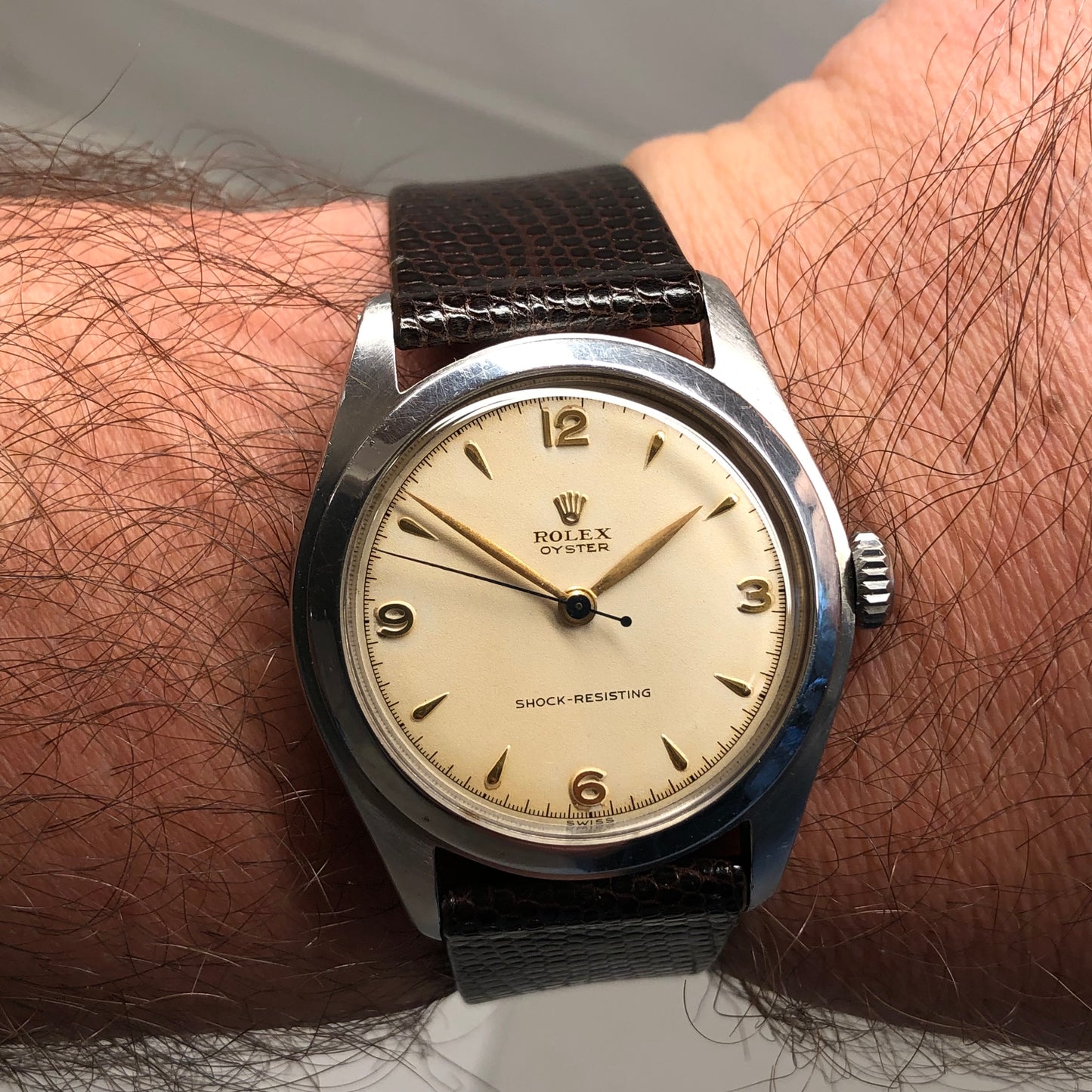 1962 Rolex Oyster 6082 Stainless Steel Shock-Resisting Vintage Wristwatch - HASHTAGWATCHCO