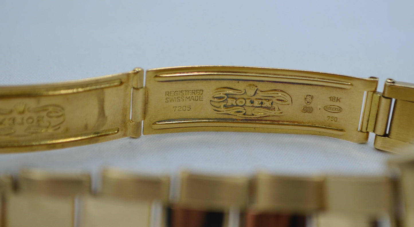 Vintage Rolex 15038 Oyster Perpetual Date 18K Yellow Gold 8.8 Mil 1985 Watch - Hashtag Watch Company