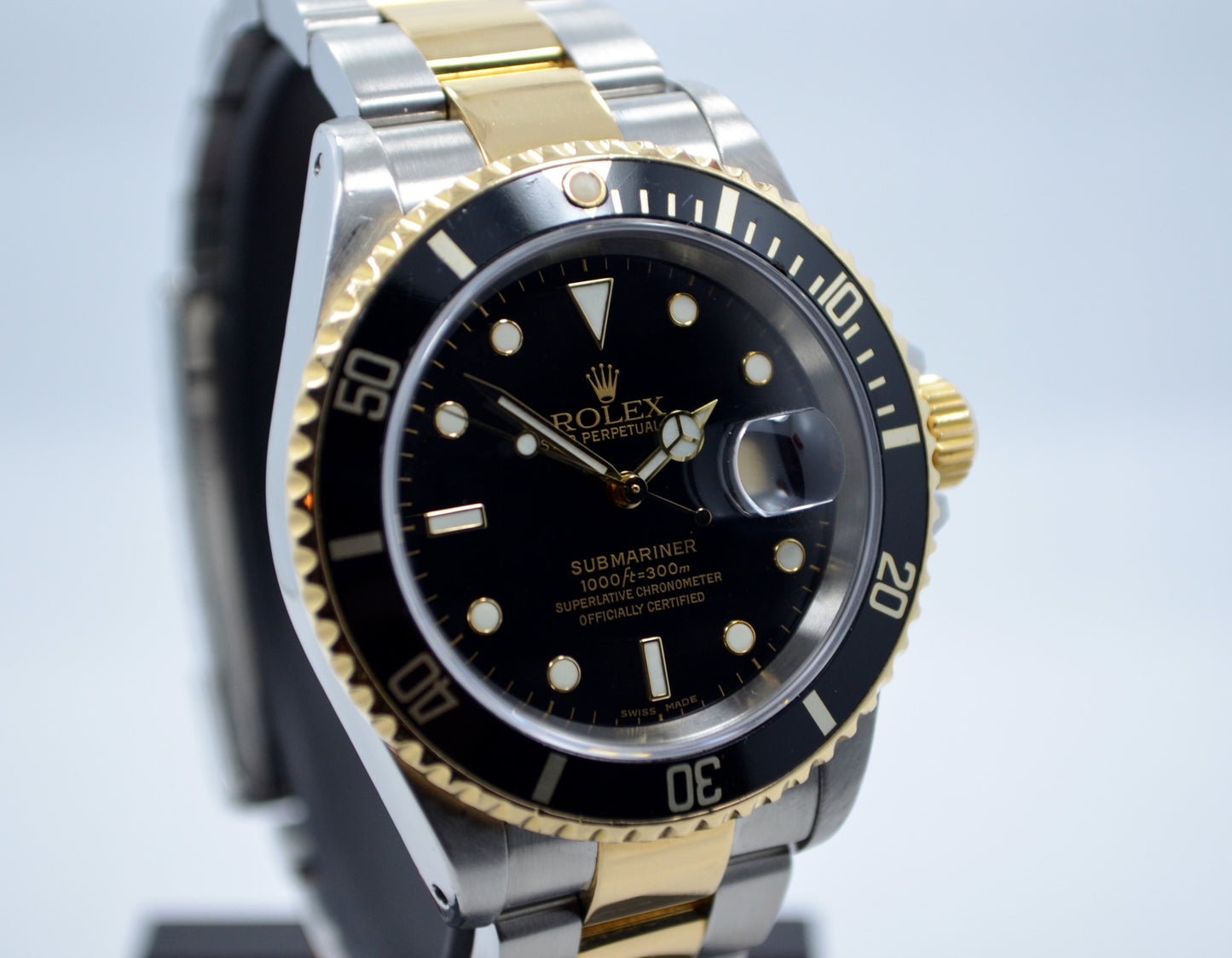 Rolex Submariner 16613 Black Steel Gold Two Tone "K" Serial Wristwatch - Hashtag Watch Company