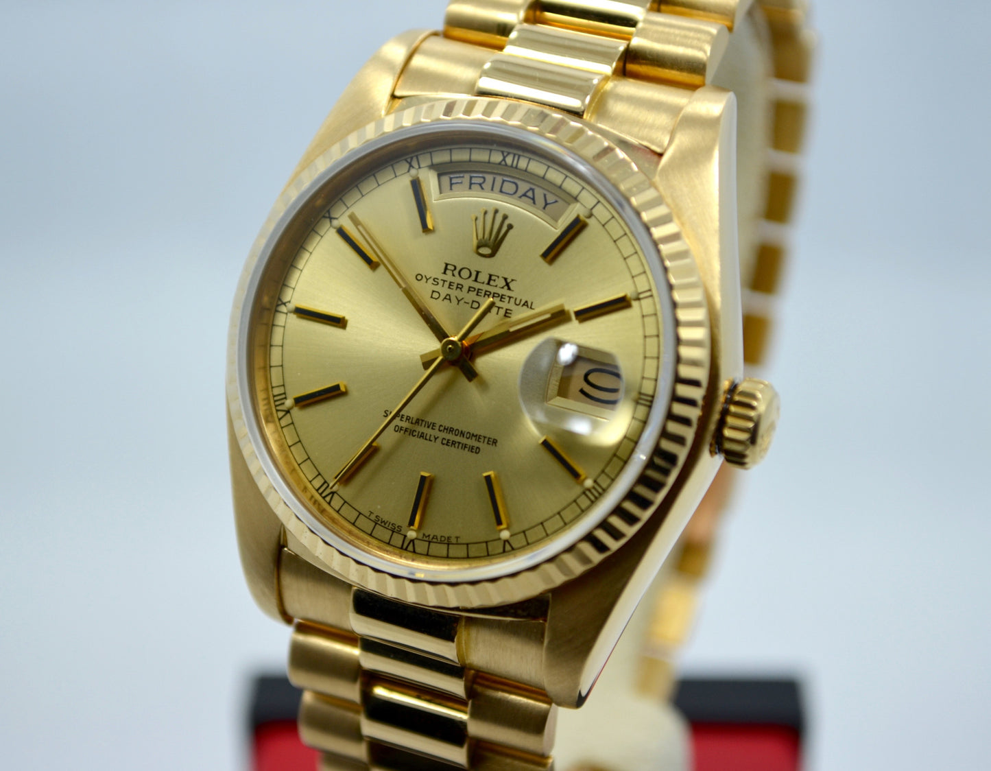 Vintage Rolex President Day Date 18038 18K Yellow Gold 1983 Wristwatch w/ Papers - Hashtag Watch Company