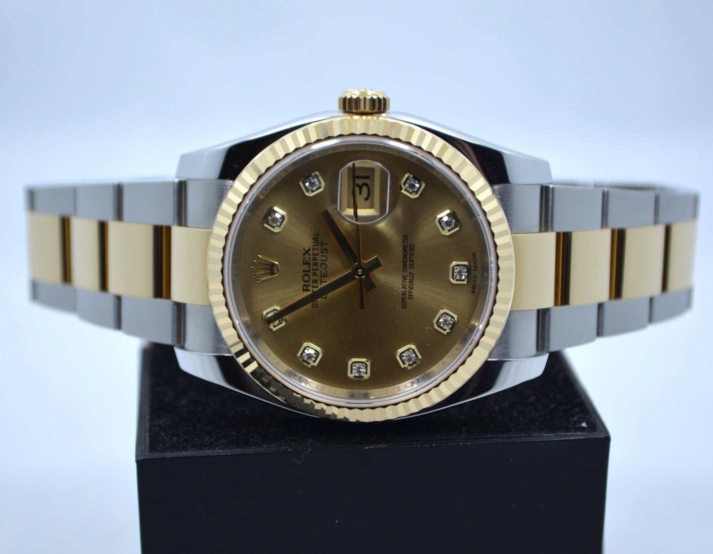 Rolex Datejust 116233 Champagne Diamond Oyster Two Tone Steel Gold Watch 2015 - Hashtag Watch Company