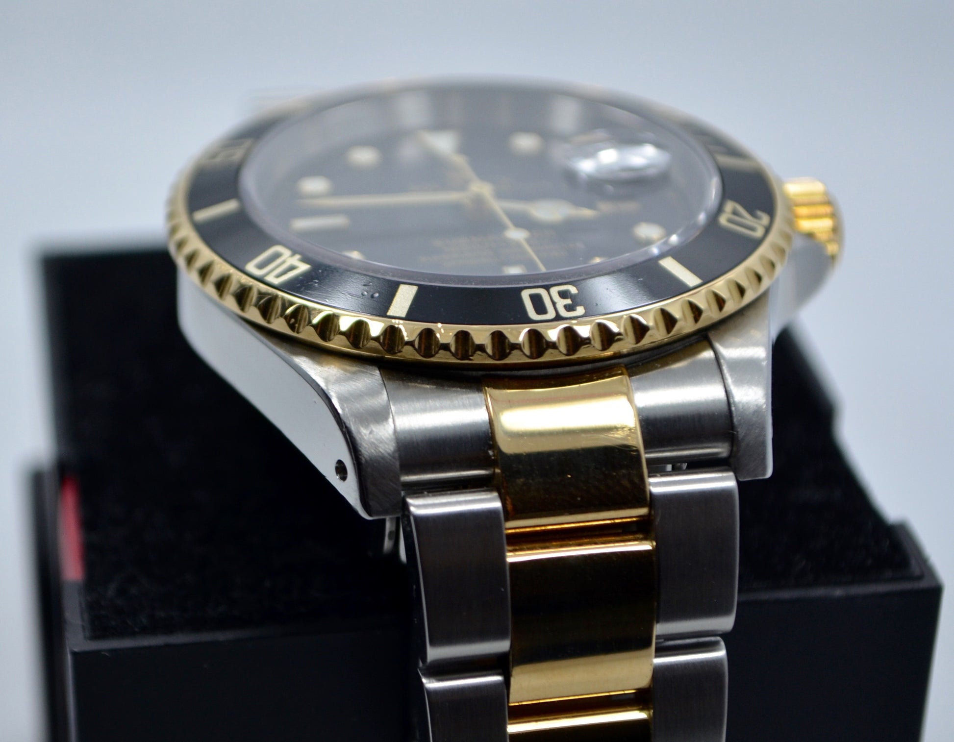 Rolex Submariner 16613 Steel 18K Gold Two Tone Black "E" Serial Wristwatch - Hashtag Watch Company