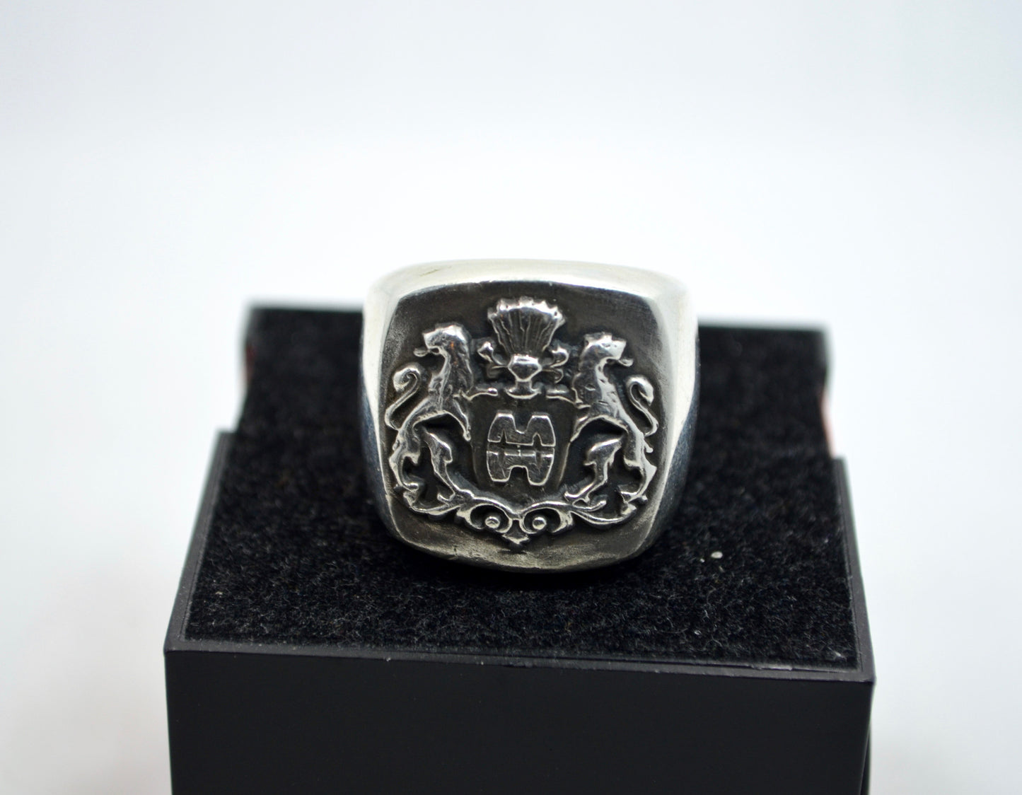 Vintage Sterling Silver German Crest COA Ring HEAVY MASSIVE - Hashtag Watch Company