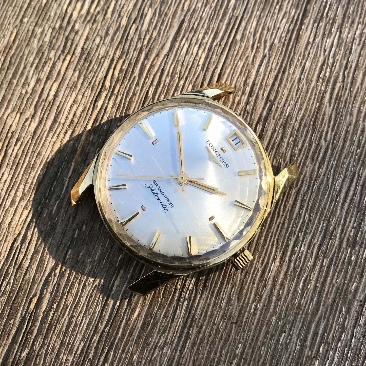 Vintage Longines Grand Prize Automatic 18K Yellow Gold Silver Date Wristwatch - Hashtag Watch Company