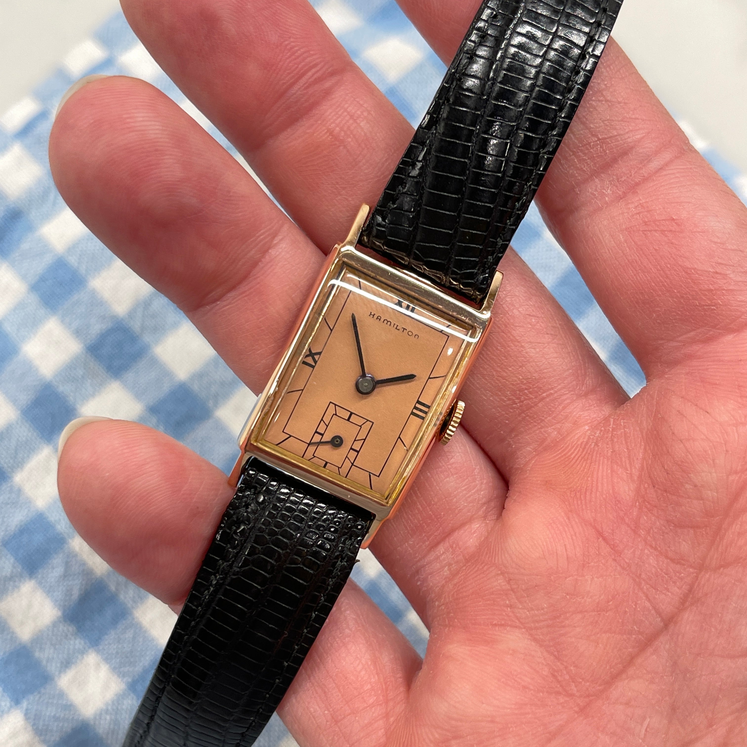 1948 Vintage Antique Hamilton Brock Coral 14K Rose Gold Manual