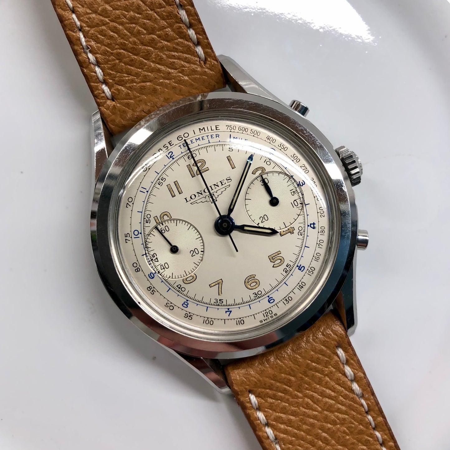 1963 Longines 6592 Stainless Steel 30CH Chronograph Vintage Unpolished Wristwatch - Hashtag Watch Company