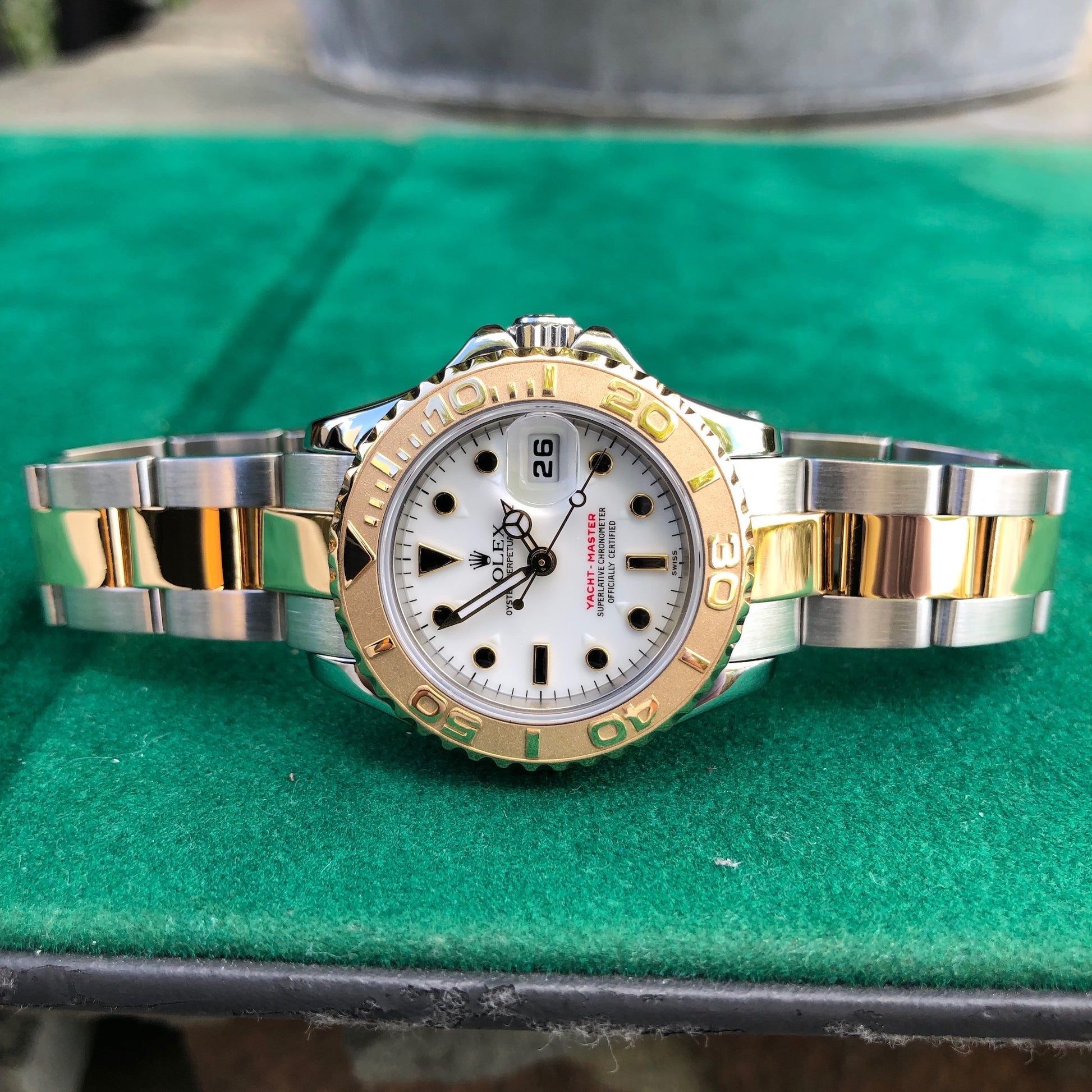 Rolex Yachtmaster 29mm Steel Yellow Gold Blue Dial Ladies Watch 69623