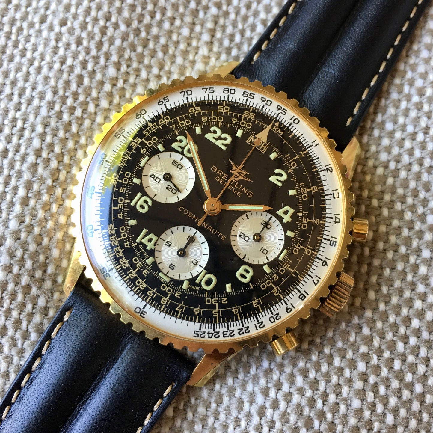 Vintage Breitling Navitimer 809 Cosmonaute Chronogrpaph Gold Filled LNOS Wristwatch - Hashtag Watch Company