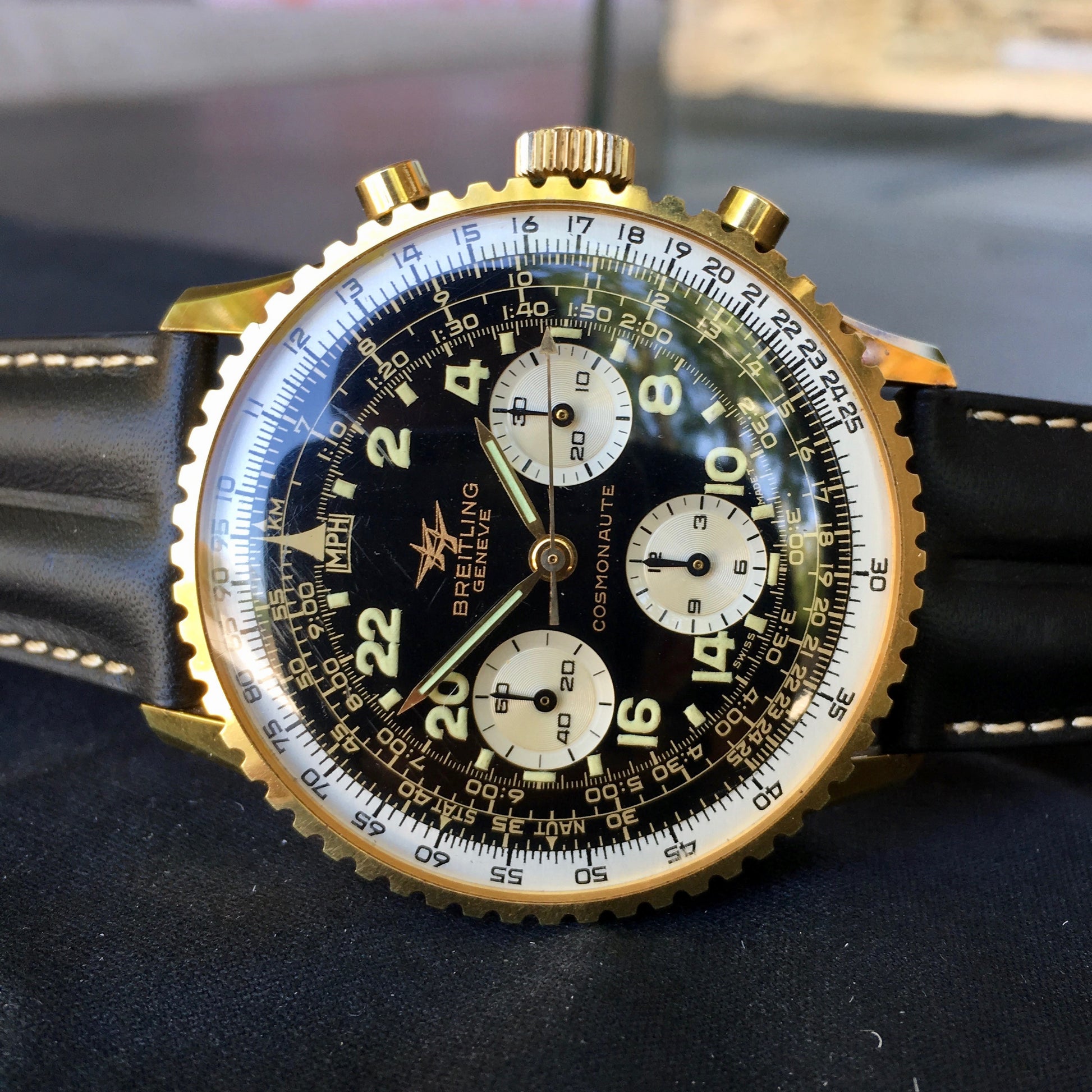 Vintage Breitling Navitimer 809 Cosmonaute Chronogrpaph Gold Filled LNOS Wristwatch - Hashtag Watch Company