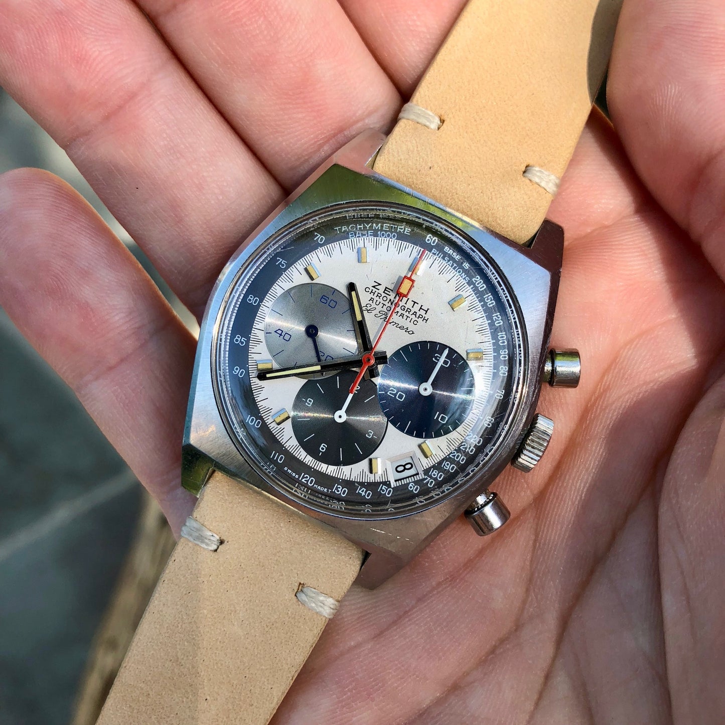 Vintage Zenith El Primero A3817 Stainless Steel Automatic Chronograph Wristwatch Circa 1971 - Hashtag Watch Company