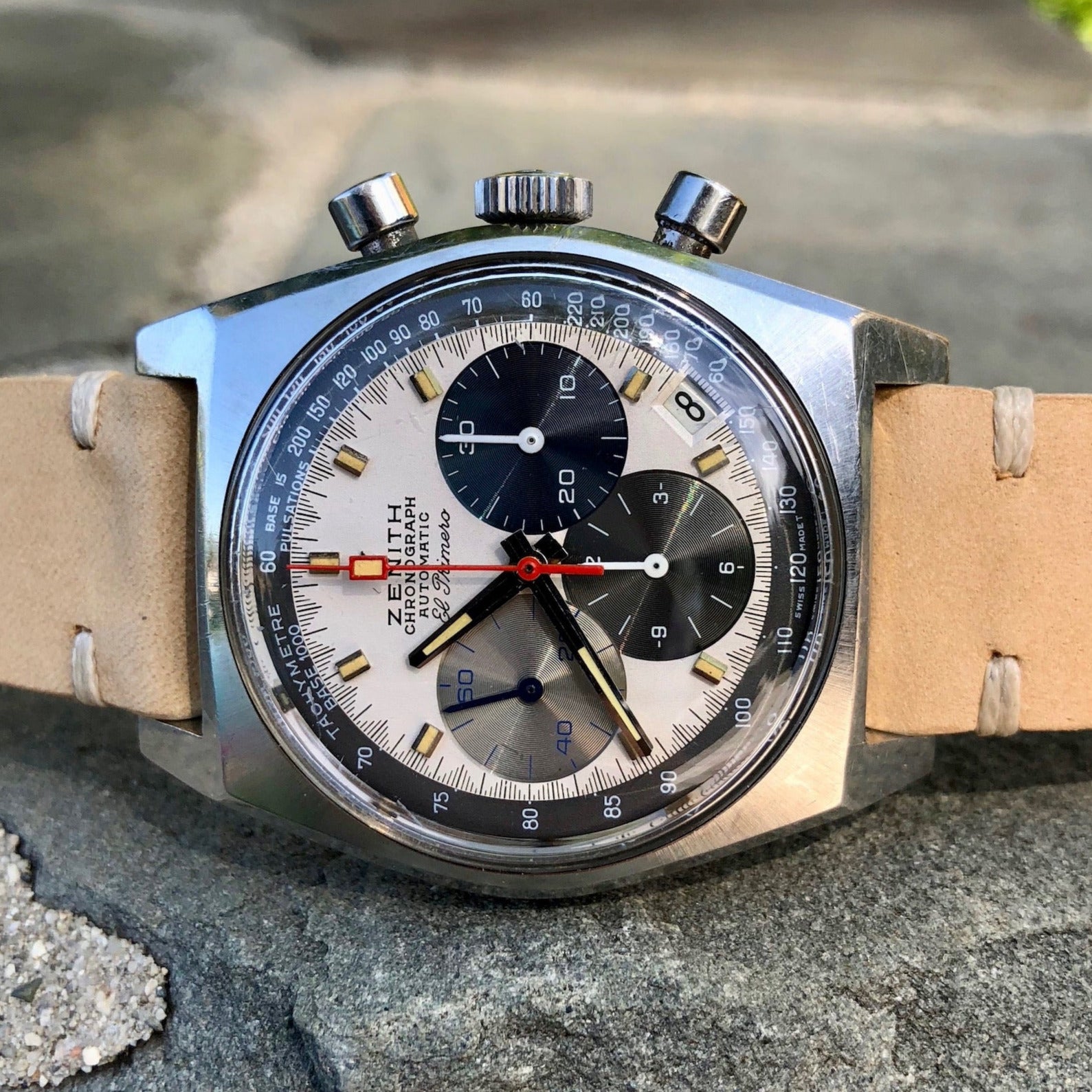 Vintage Zenith El Primero A3817 Stainless Steel Automatic Chronograph Wristwatch Circa 1971 - Hashtag Watch Company